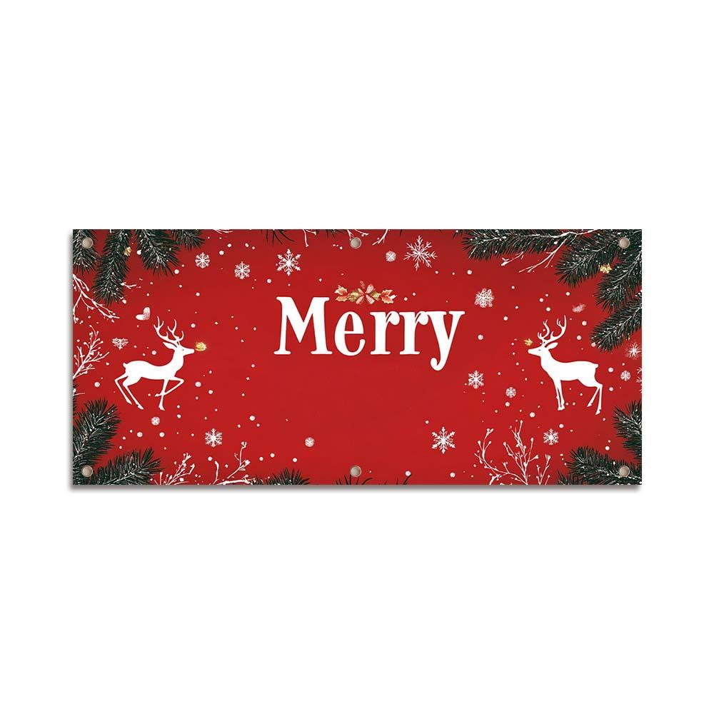 Decorate the Garage Door with Christmas Yard Banners and Hang the Party Decoration Backdrop.