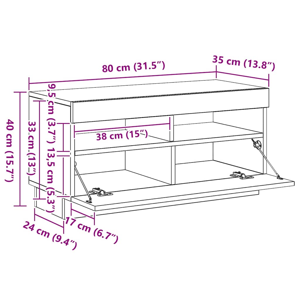 Moderner TV-Schrank Mit LED-Beleuchtung, TV-Sideboard, Dekorativer Stauraum, 80x35x40 Cm