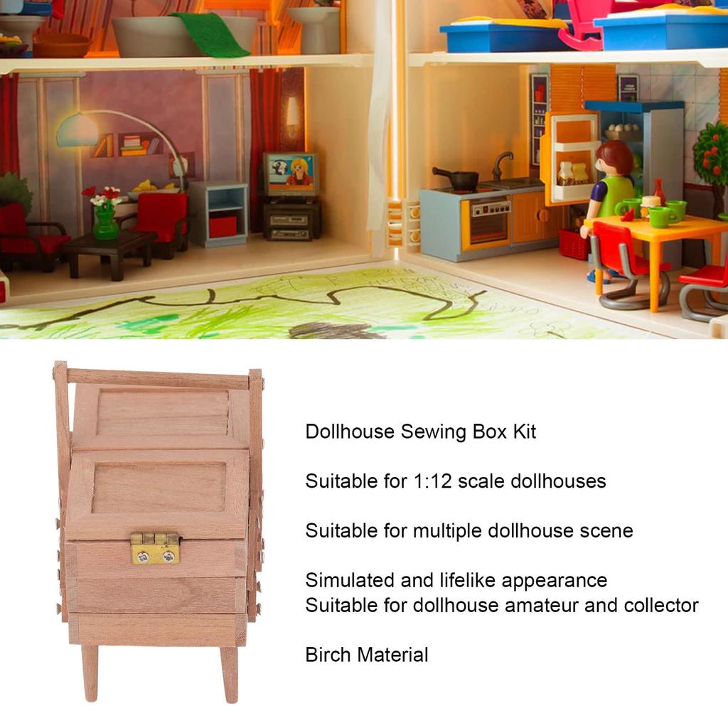 Dollhouse Sewing Box Simulated Dollhouse Sewing Kit Decoration DIY Lovely Thread Scissors For Home Amateurs