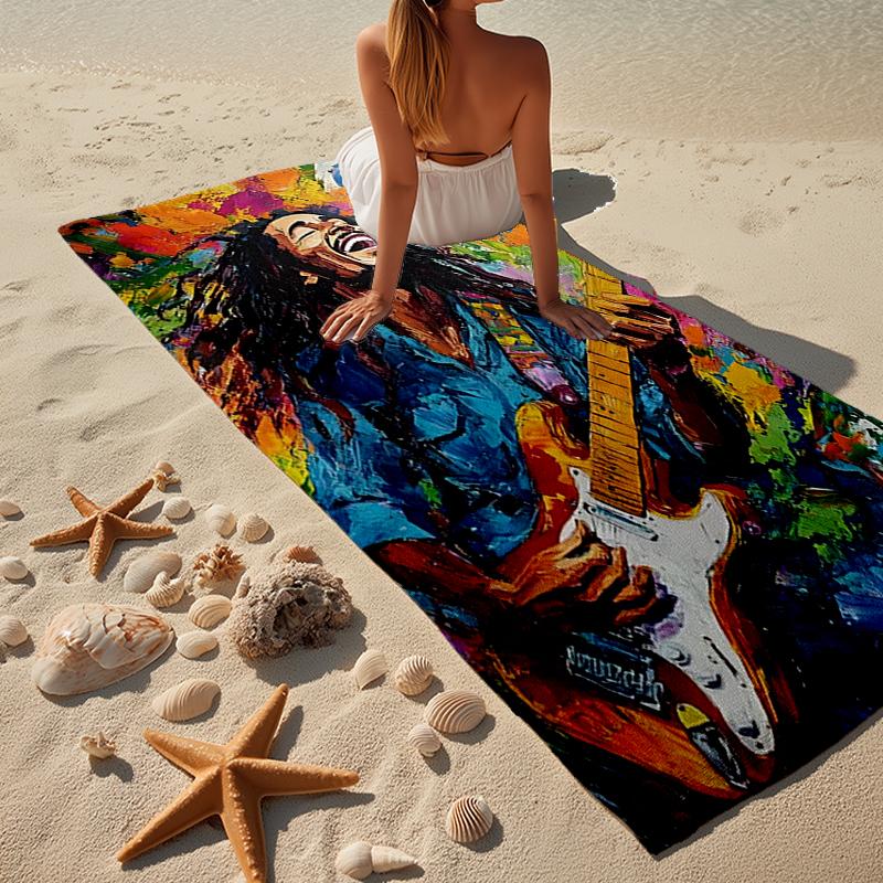Bob music Vibrant Art Beach Towel, Super Soft Microfiber, Gift for Her/Him, Birthday, for Pool, Beach, Travel, Home Decor Fan gifts