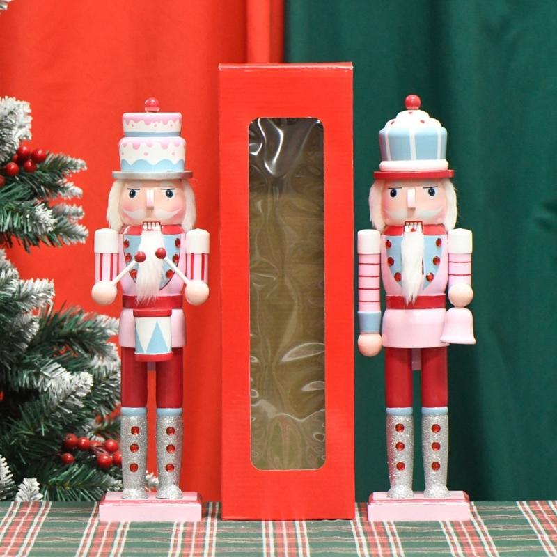 Collectible Wood Nutcrackers Puppet Decoration Desktop Shelf Ornaments 38cm Handmade Festive Nutcrackers Puppets