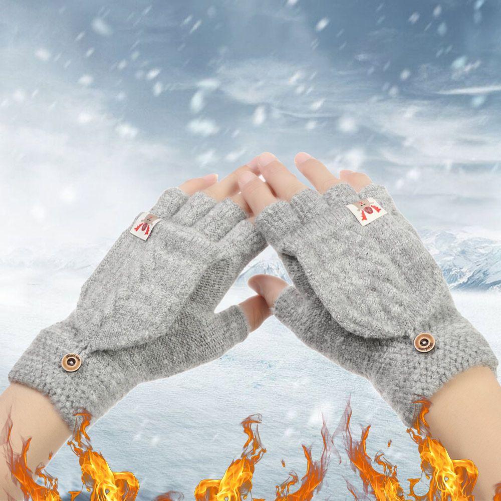 💰Kaufe Men Keep Finger Warm Winter Soft Flip Half Capped Knitted Gloves