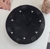 Japanese Style Black Knitted Beret Women Pearl Rhinestone Decor Hollow Out Breathable Literary Painter Cap Spring Summer