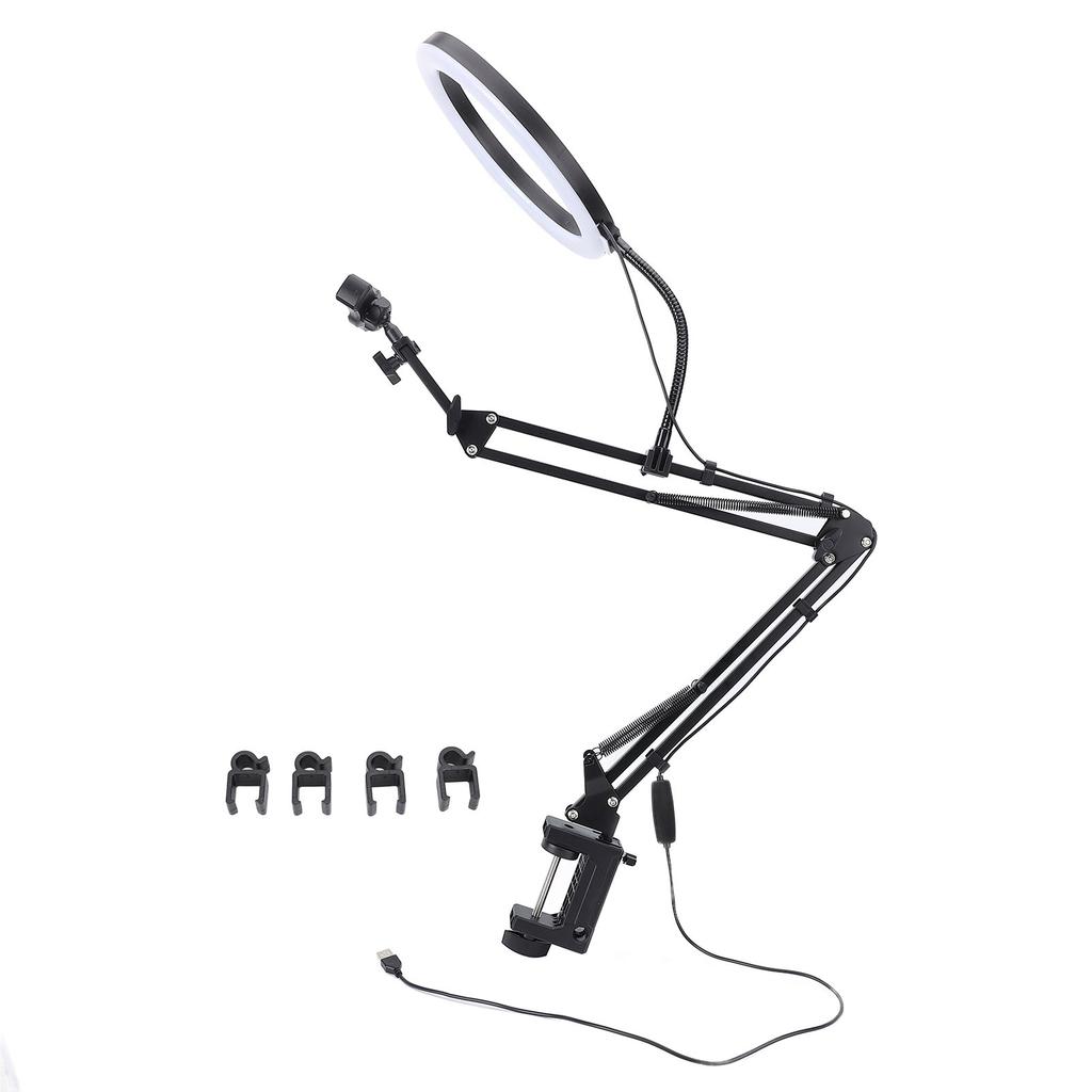Ring Light Overhead Phone Mount Selfie Ring Light with Phone Holder LED Desk Ring Light with Clamp