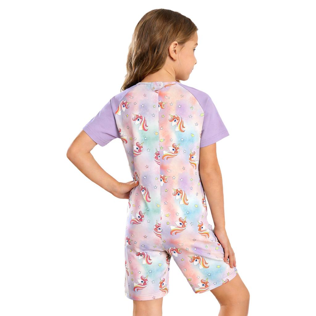 Mono Adorable Estampado Adaptativo para Niños con Necesidades Especiales Cuello Redondo Manga Corta Anti-rozaduras