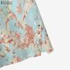 ZANZEA Women Casual Round Neck Short Sleeve Print Dress
