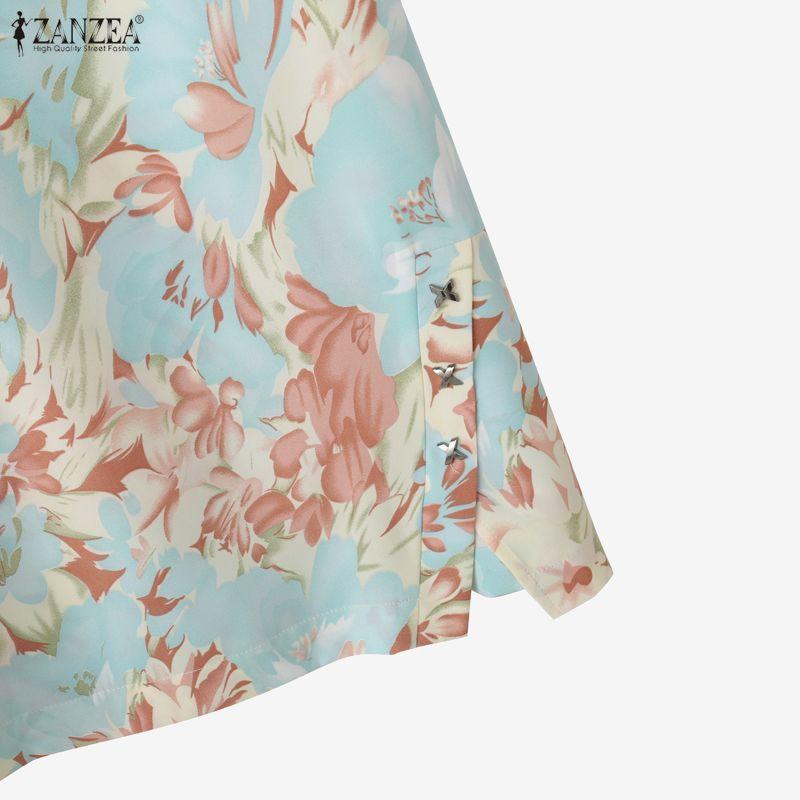 ZANZEA Women Casual Round Neck Short Sleeve Print Dress