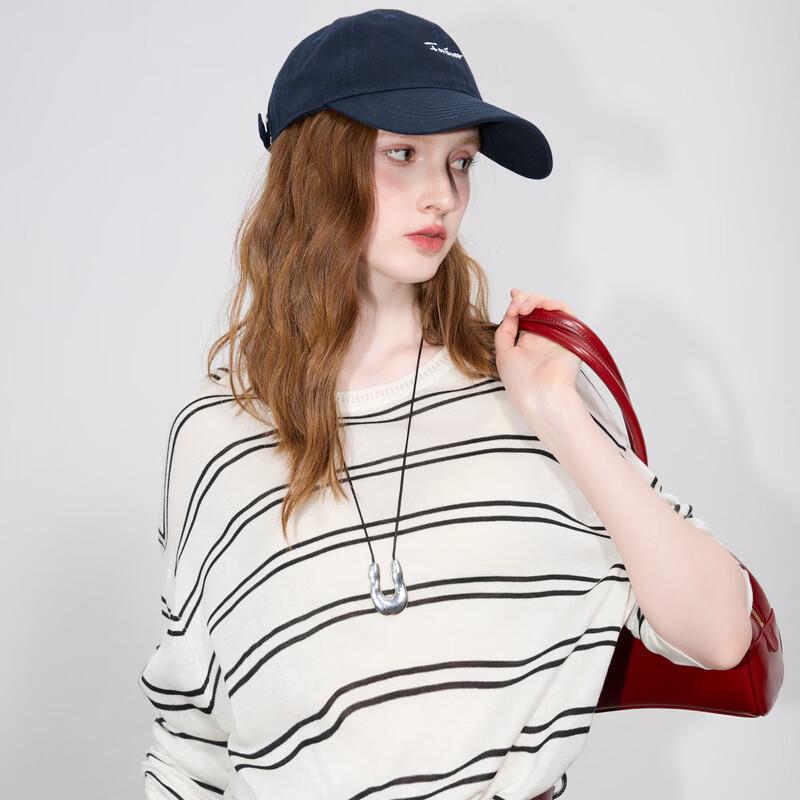 

Sancai Striped Round Neck Loose Knit Pullover M