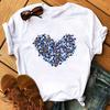 Summer Casual Top Female T-Shirts Romantic Heart Pattern Print Tshirt Harajuku Leisure O-Neck Plus Size Streetwear Lady Clothes