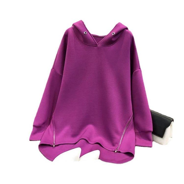 2023 Korean Autumn Women Hooded Zipper Sweatshirt Loose Lightweight Long Sleeve Jacket