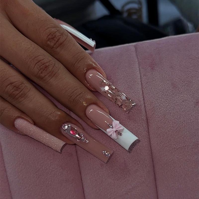 

Cross-border French Glitter Rhinestone False Nail Art Patches