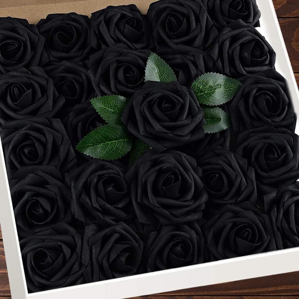 25PCS Lifelike Foam Artificial Flowers with Stems Boxed Fake Roses Floral Arrangements DIY Bouquets Home Decoration