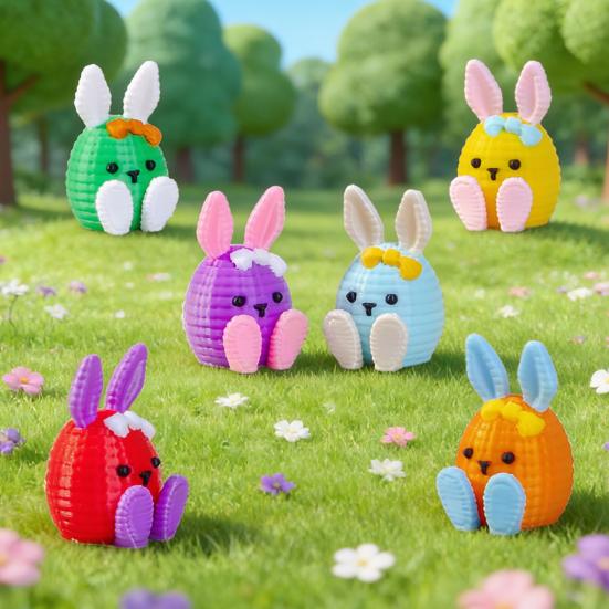 6 st påskminikaninfigurer Harts Små kaninäggsdekorationer för dockhus Sagoträdgård Dekoration Vårfestpresenter