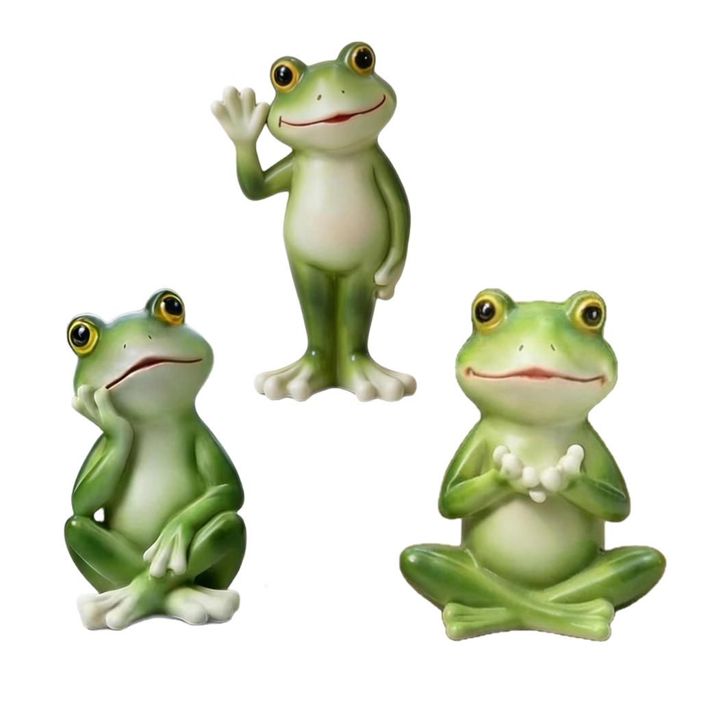 Outdoor Garden Frog Statue Sitting Pose Decorative Lawn Sculpture Resin Material Durable Weather Resistant for Patio Yard Decoration