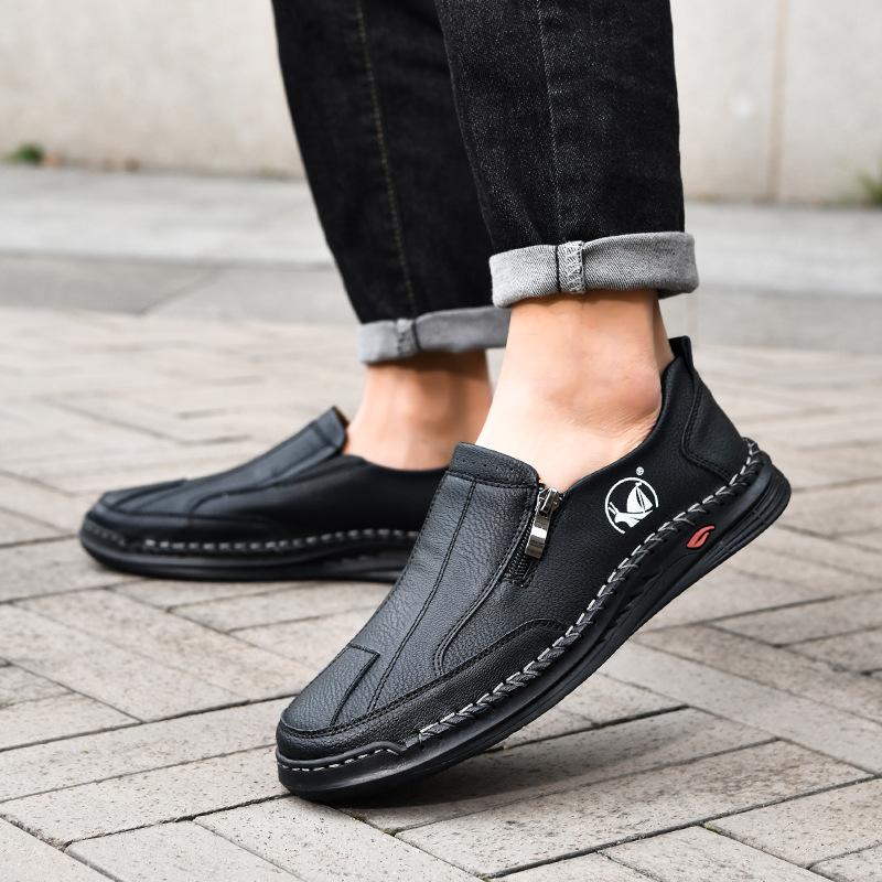 Summer Plus Herrenschuhe Neue Freizeitschuhe aus Leder Herren Slipper Low Top Handgefertigt Genähte Board-Schuhe