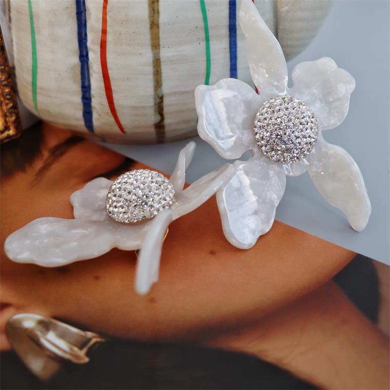 Vintage medieval magazine lily wax inlaid with diamond earrings