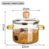 1.6L High Borosilicate Glass Pot, Clear Vertical Striped Cooking Pot, Double Handle Stovetop Pot for Soup Noodle Stew, Microwave & Cooker Safe