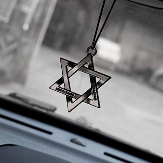 Umora Hexagram Car Room Mirror Interior Car Car Accessory Pendant, Ornament, Hanging, Decoration, Amulet, (Black)