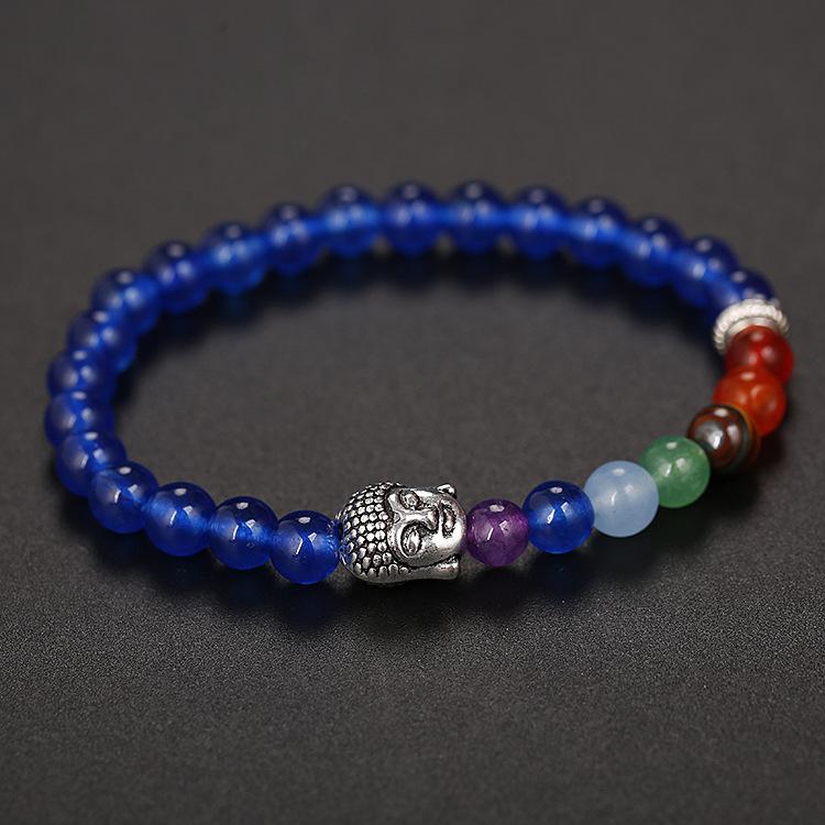 6Mm Natural Stone Green Dongling Agate Buddha Head Bracelet Jade