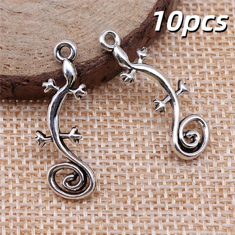 

10 gecko pendants, used for jewelry making, bracelets, earrings, necklaces, clothing decoration pendants, 29X11mm, mainly made o 10pcs срібний