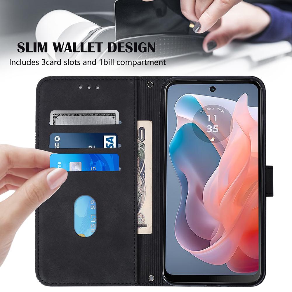 For Motorola Moto G Play 5G (2024)/Moto G 5G (2024) Leather Case with Hand Strap Wallet Stand Phone Cover