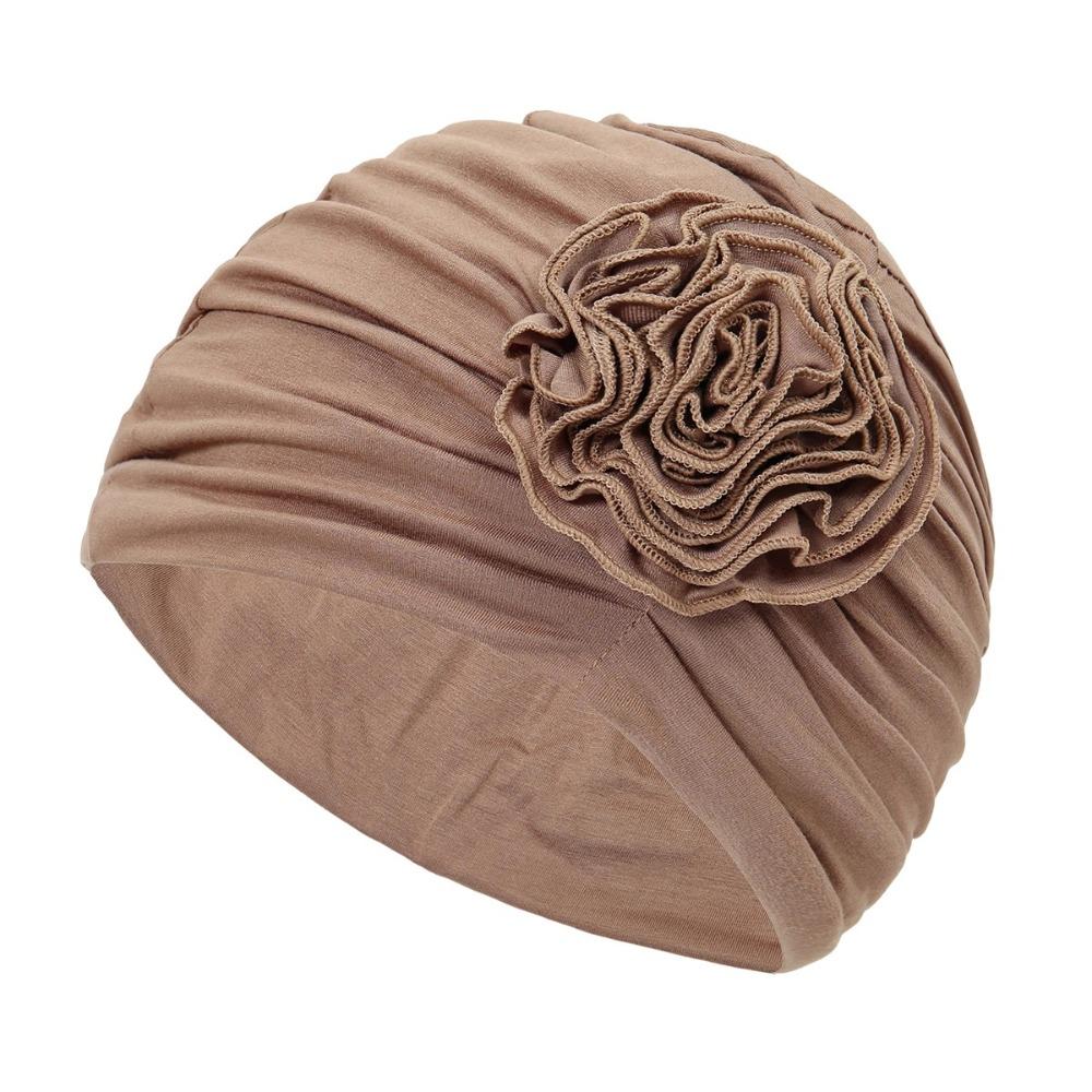 Double Layer Headscarf Hat 3D Flowers Headband Hat Simple Chemo Headwear Hat For Women