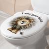 Adesivi Divertenti Cartone Animato Leone Piccolo con Capelli Disordinati per WC, Decorazione Carina Autoadesiva per Decorazione Serbatoio WC del Bagno