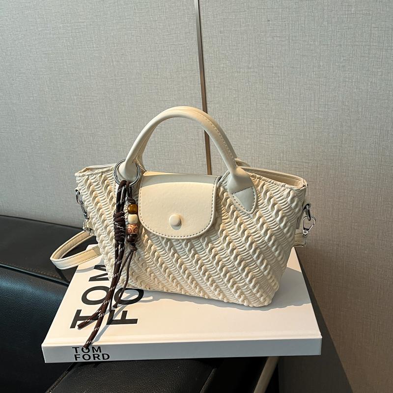 

Нишевый дизайн плиссированная сумка-тоут женская новая высококлассная модная сумка через плечо, сумка-мессенджер, сумка для通勤 белый