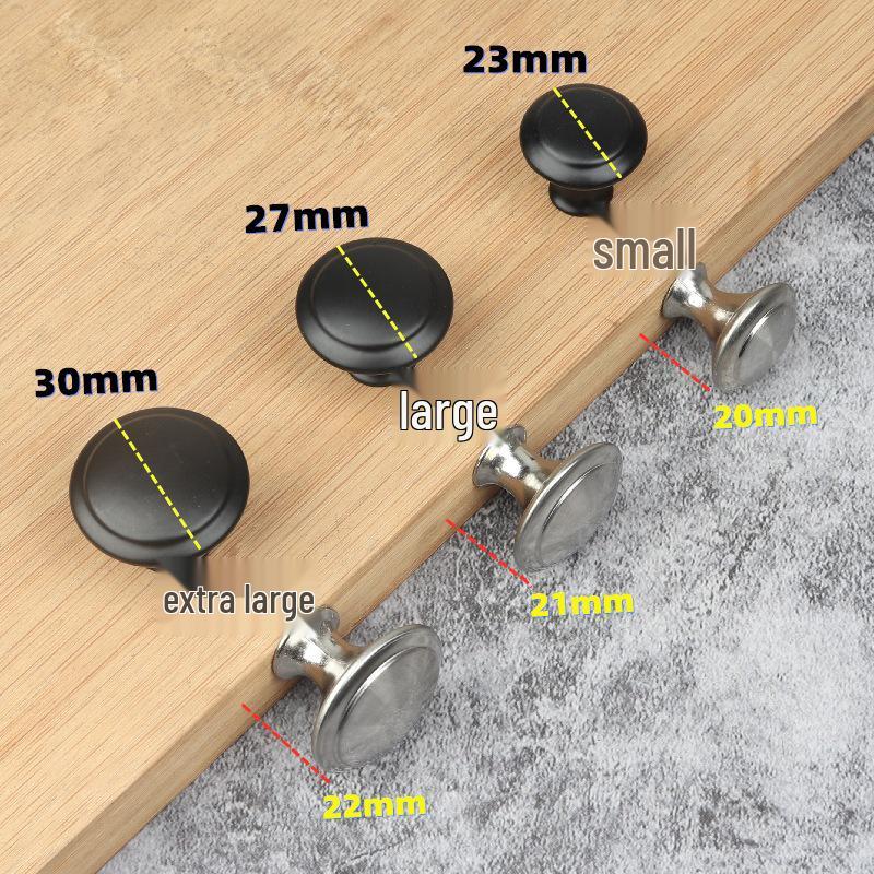 304 Stainless Steel Black Round Single Hole Drawer Handle