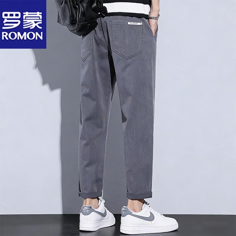 

ROMON Men s Summer Ice Silk Straight-Leg Pants XL
