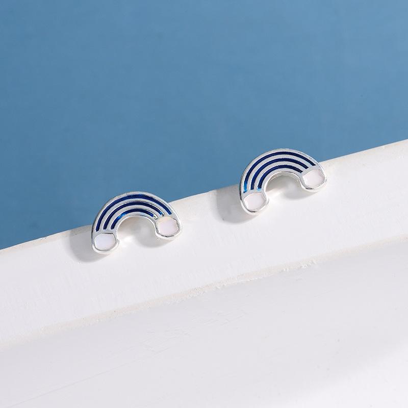 New Fashion Creative Rainbow Cloud 925 Sterling Silver Cute Girl Sweet Personality Earrings  E116