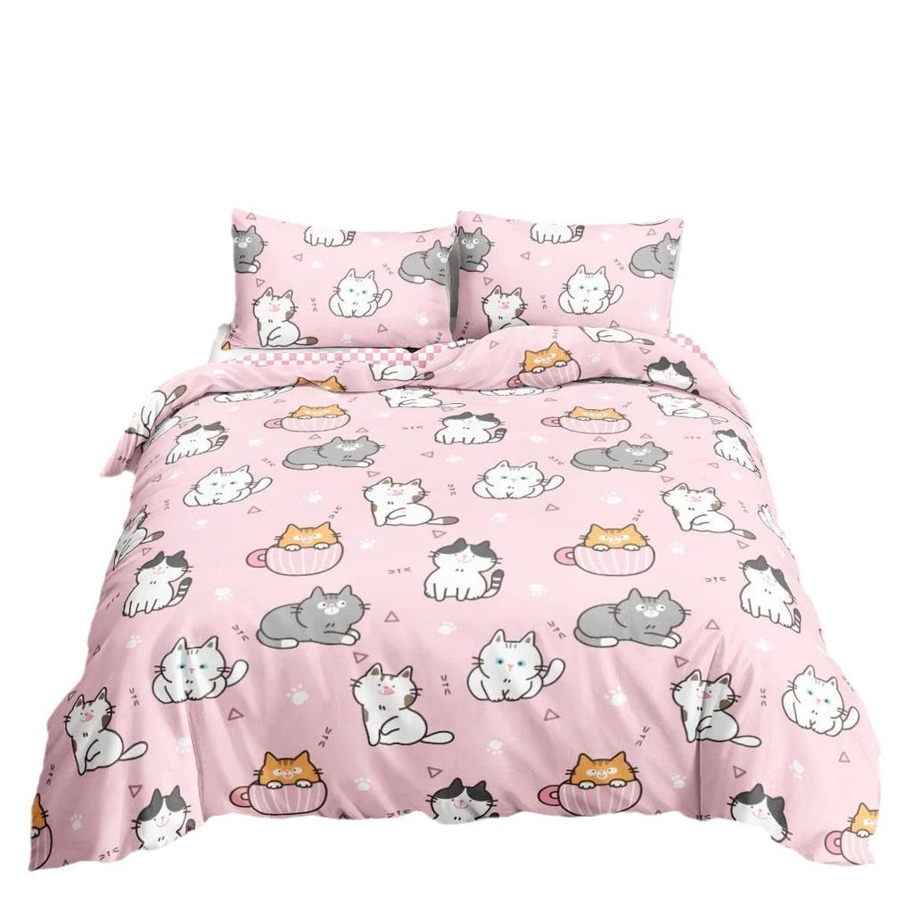 3D Digitaldruck Schleifbettwäsche Dreiteiliges Set, Kinder Cartoon Bettlaken Bettbezug Kissen