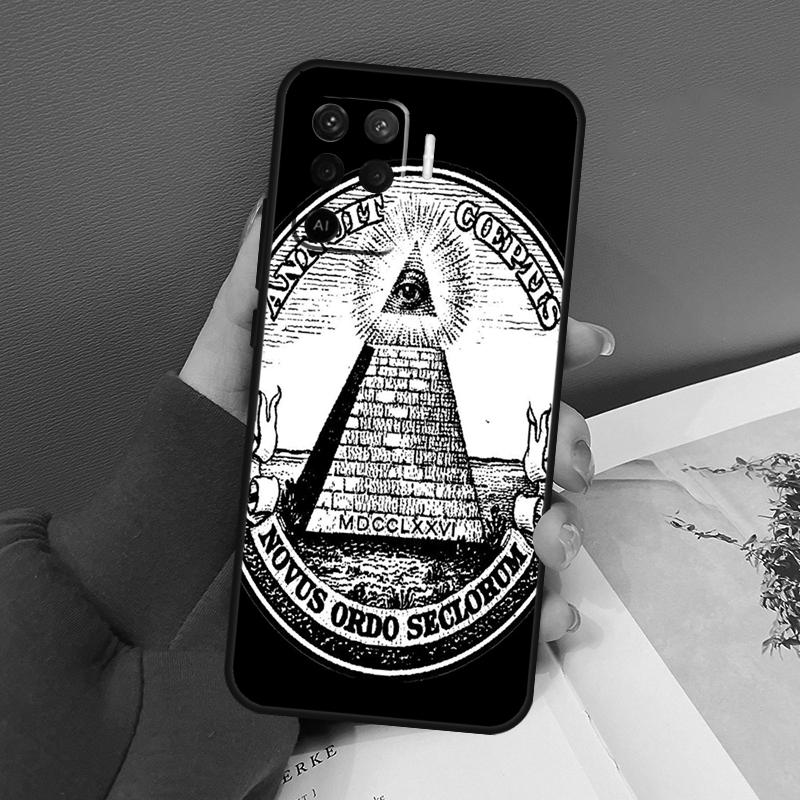 Illuminati Eye Occult Pyramid Case For Oppo A94 A74 A54 A80 A60 A40 A18 A38 A58 A78 A98 A96 A76 A16 A15 A17 A57 A77 A5 Pro