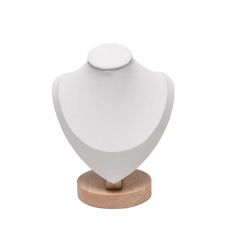 Solid Wood Velvet Jewelry Display Stand for Necklaces and Pendants