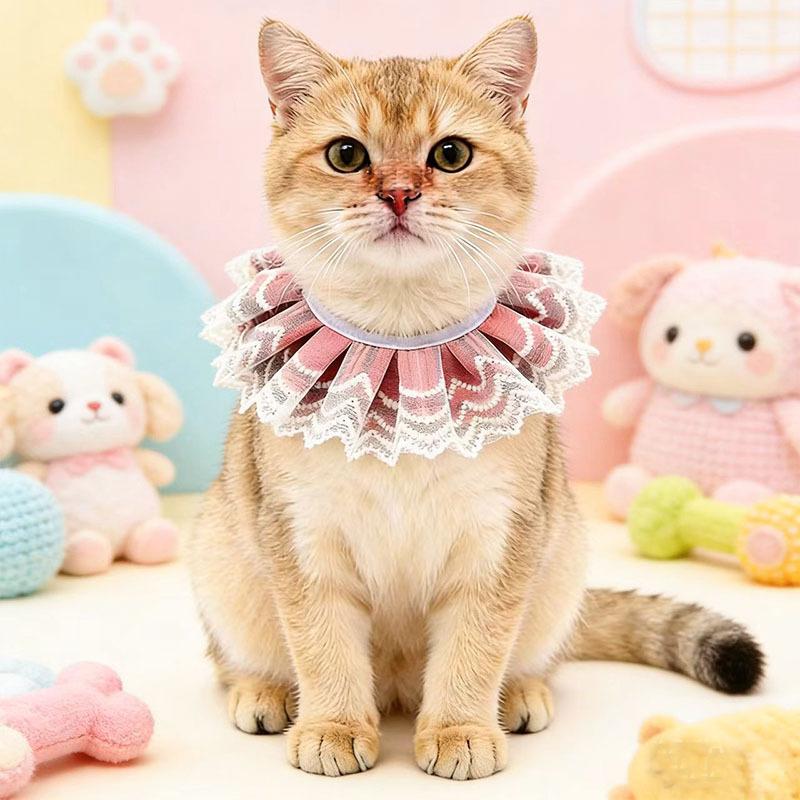 Fresh lace pet saliva towel princess style cat bib doll small dog dog decoration bib supplies