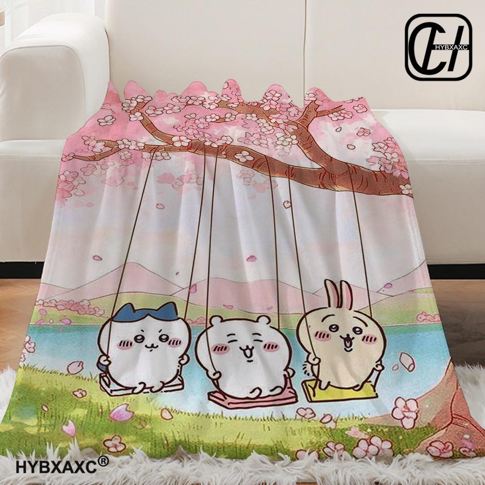 Kawaii Chiikawa Cartoon Soft Blanket, Used for Sofa, Bedroom, Travel, Camping, Livingroom, Office, Couch,Chair,Home,girl's Gift