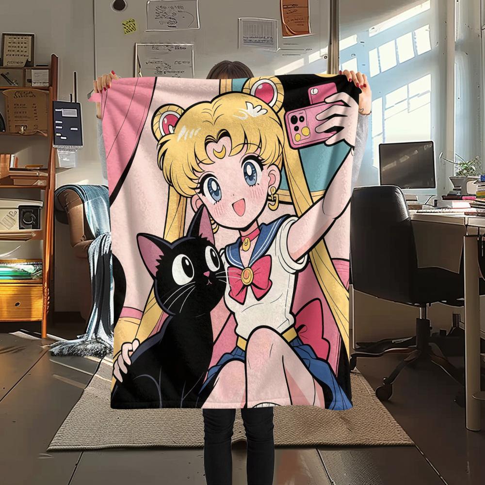 Sailor Moon Flannel Blanket, High quality Comfortable for All Seasons, Home Decor, Warmth and Comfort