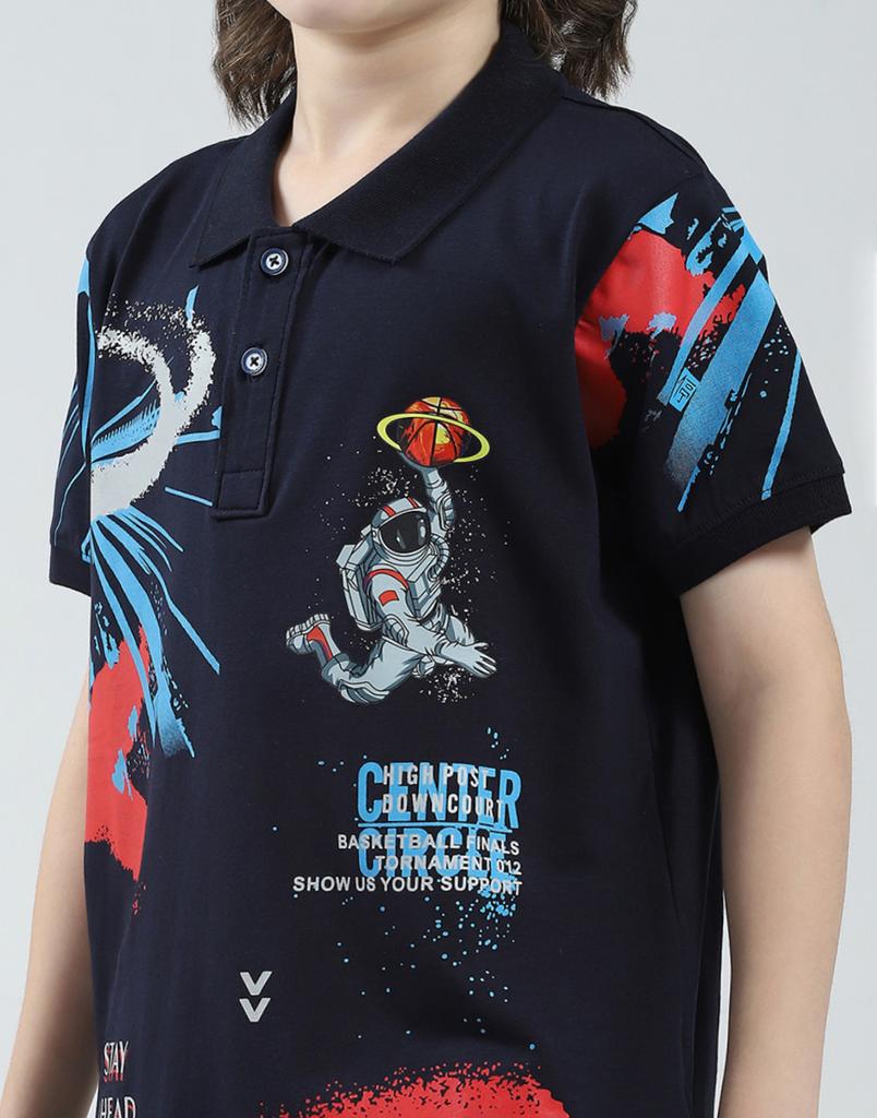 Monte Carlo Boys Printed Collar Neck Tshirt