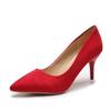 Large Size 45 High Heel Suede High Heels Female Pointy Thin Heel Shallow Mouth Korean Version Pink Single Shoes