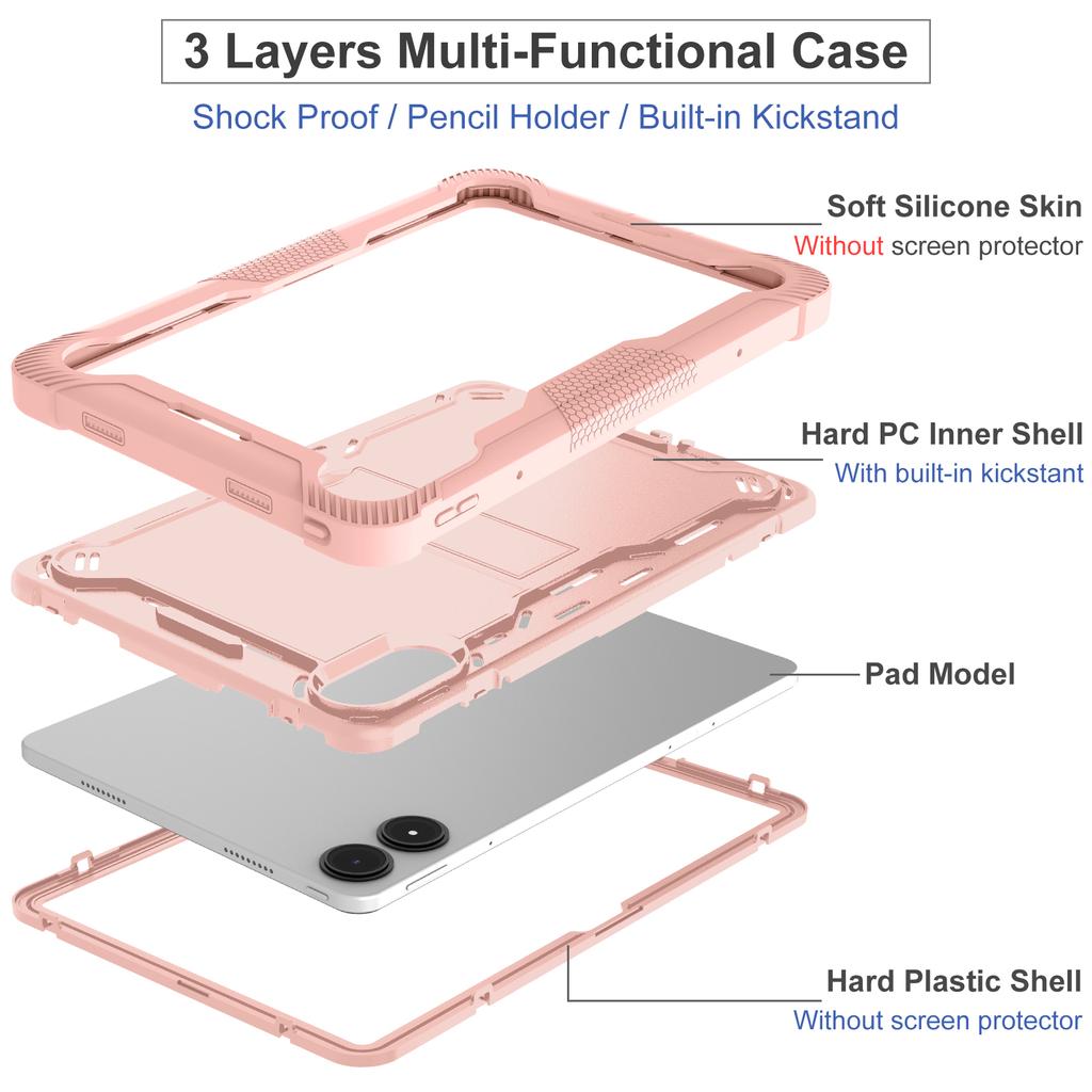 Luxury Hard PC Stand Back Case for Xiaomi POCO Pad Redmi Pad Pro 12.1" 2024 Tablet Cover Shockproof Shell for Redmi Pad 10.61" SE 11"