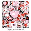 50 Black Pink Valentine's Day Graffiti Stickers: Sweet, Cool, Creative, Waterproof Decor for Journals, 50 Sheets.
