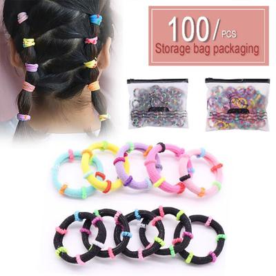 100Pcs/bag High Elasticity Hair Rope Candy Color Bamboo Joint Hair Ring for Kids Girls