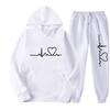Unisex Heart Pattern Velvet Hoodie Set for Autumn/Winter