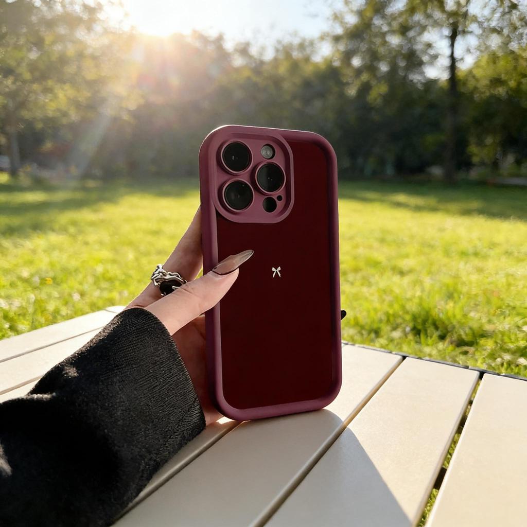 Simple Wine Red Bow Pattern Phone Case for Xiaomi Redmi Note 14 13 12 11 Pro Plus 4G 5G 12S 11S 10S 10 9 9S 14C 13C Cover