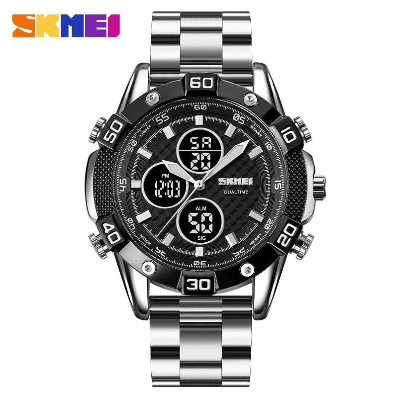 

skmei business мужские электронные часы с двойным дисплеем 1838 гальванизированный циферблат из цинкового сплава многофункциональные мужские спортивные часы