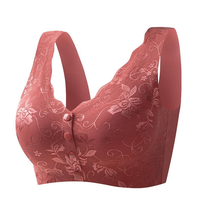 Plus Size Front Buckle Wireless Seamless Vest Style Bra For Middle Aged Women