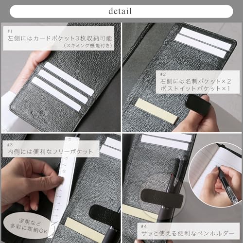 [BLUE SINCERE] A5 Genuine Leather Slim Notebook Cover, Holds 2 Books, Fits College Notebooks, Includes Pen Holder, Bookmark, and Card Slots, Available