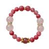 Garden Spring Colors: Red Veined Stone, Rose Cherry Blossom, Pink Crystal Strawberry Mixed Bracelet
