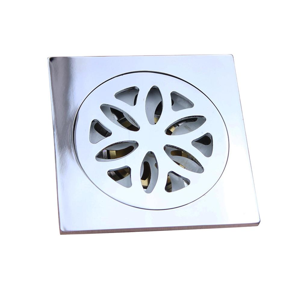 Bathroom Brass Polished Square Shower Floor Drain Washing Machine Anti Odor Drainage Floor Drain Brass