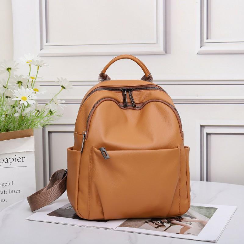 Genuine Leather Backpack Women Head Layer Cowhide Naturally Falls Fashionable Schoolbag Soft Large-capacity